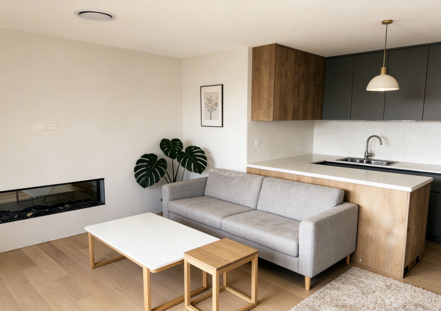 Open-plan kitchen and interior cabinetry