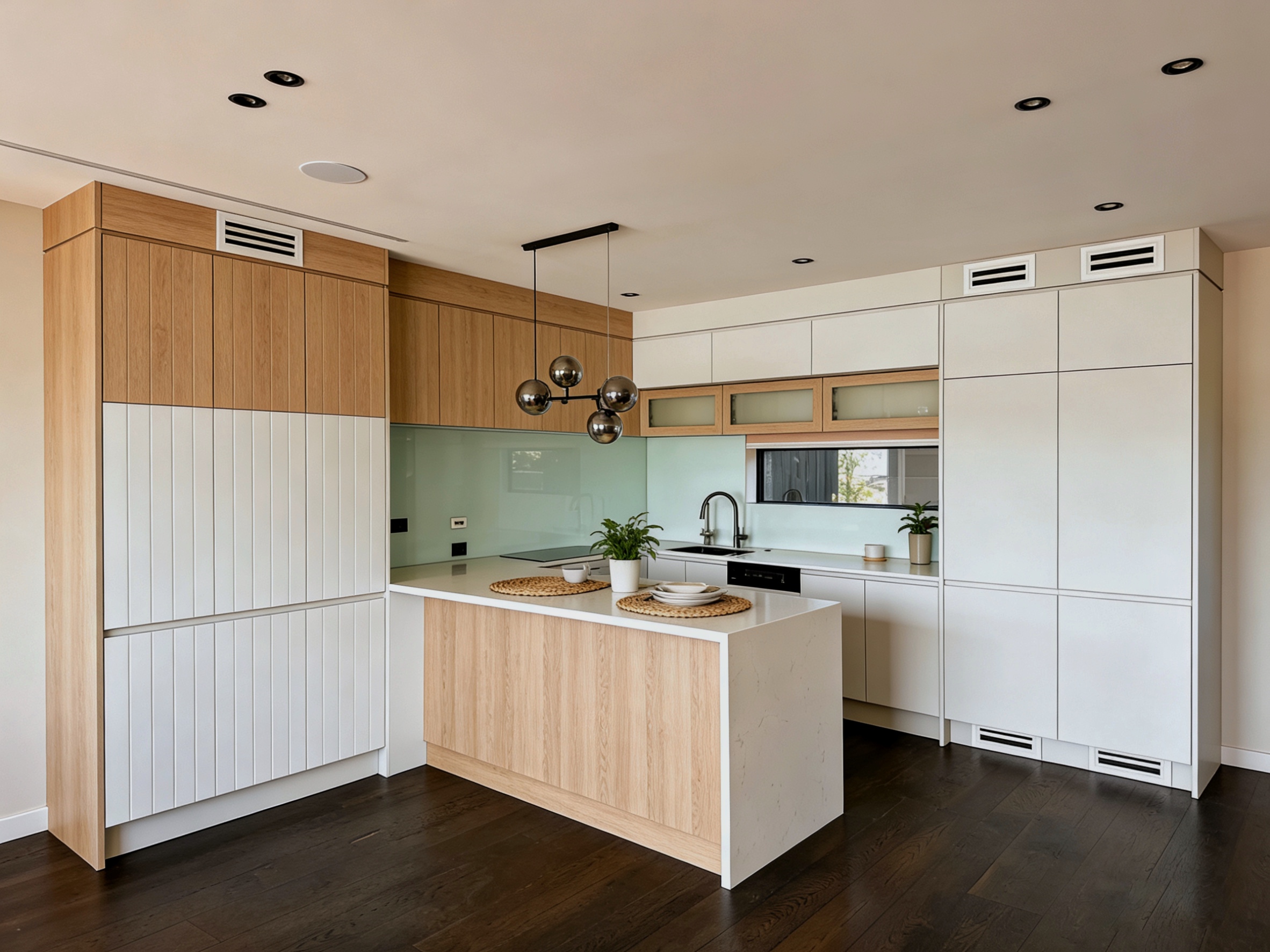 Compact custom vanity cabinetry